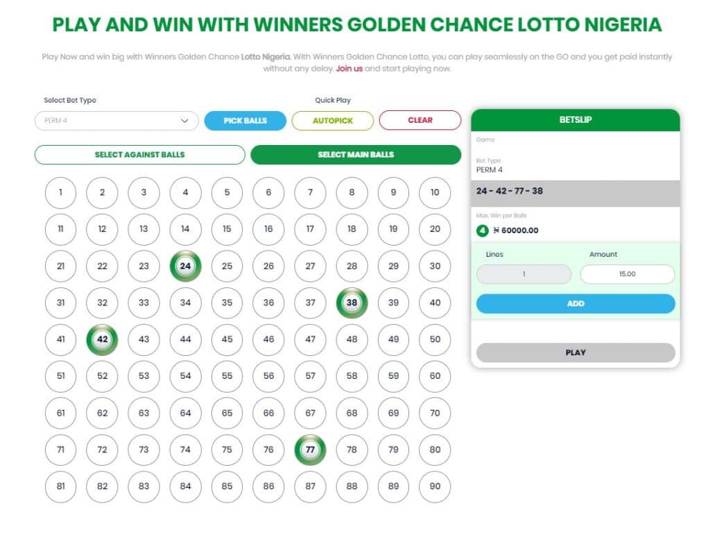 How to play Golden Chance lotto