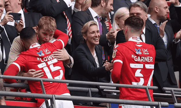 Celebrity football fan vicky mcclure forest